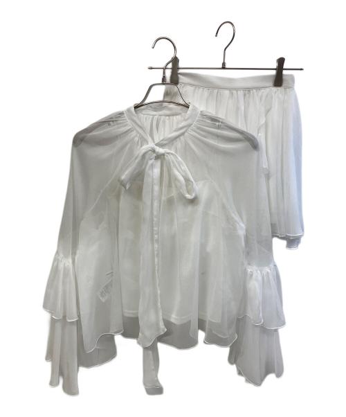 Snidel（スナイデル）Snidel (スナイデル) ラッフルミニセットアップ ホワイトの古着・服飾アイテム