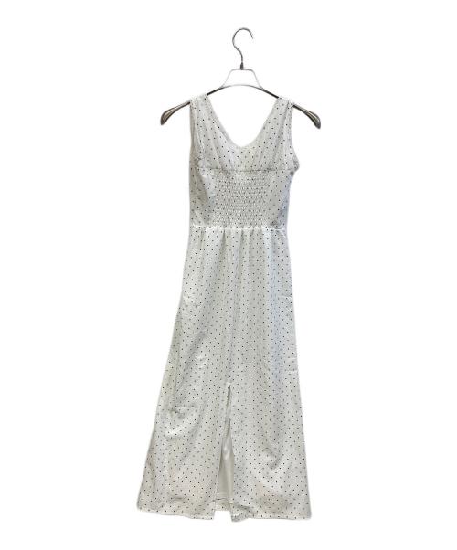 darich（ダーリッチ）Darich (ダーリッチ) ドットギャザーロングワンピース ホワイト サイズ:Freeの古着・服飾アイテム
