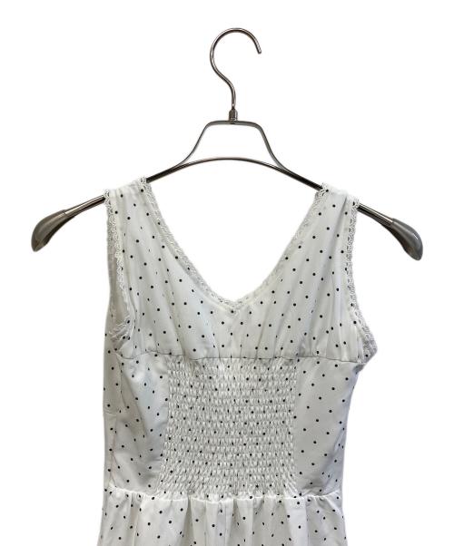 darich（ダーリッチ）Darich (ダーリッチ) ドットギャザーロングワンピース ホワイト サイズ:Freeの古着・服飾アイテム