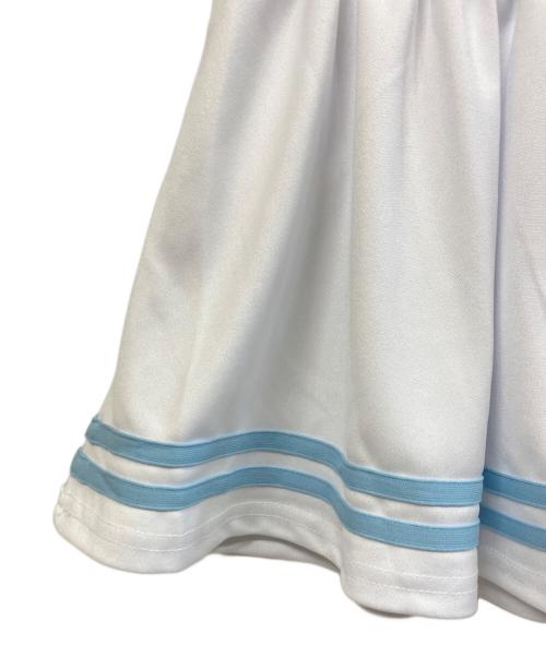 amilige（アミリージュ）amilige (アミリージュ) ラインフリル袖ZIPトップス＋エプロンスカートセット スカイブルー×ホワイト サイズ:Freeの古着・服飾アイテム