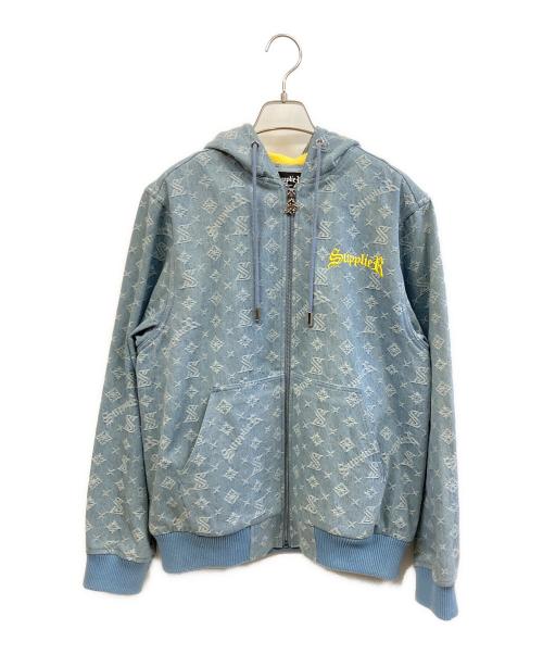 SUPPLIER（サプライヤー）SUPPLIER (サプライヤー) Monogram Denim Hoodie ブルーxイエロー サイズ:Mの古着・服飾アイテム