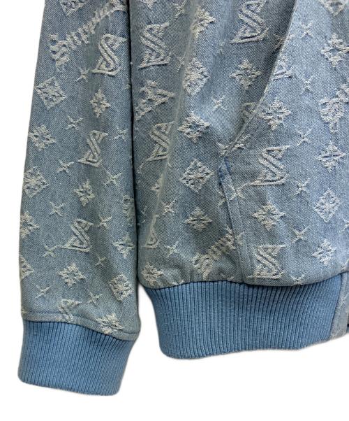 SUPPLIER（サプライヤー）SUPPLIER (サプライヤー) Monogram Denim Hoodie ブルーxイエロー サイズ:Mの古着・服飾アイテム