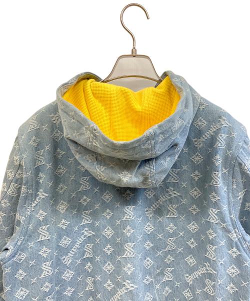 SUPPLIER（サプライヤー）SUPPLIER (サプライヤー) Monogram Denim Hoodie ブルーxイエロー サイズ:Mの古着・服飾アイテム