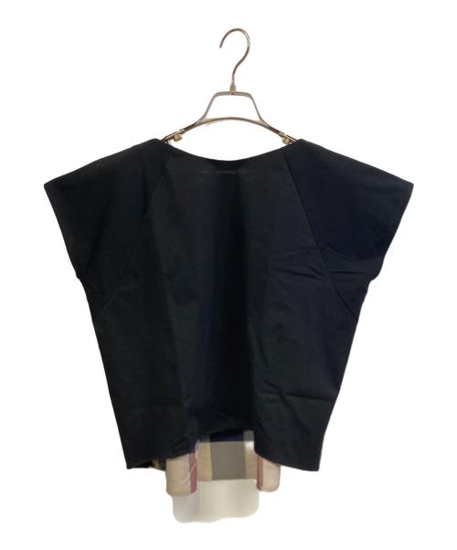 BURBERRY BLUE LABEL（バーバリー ブルー レーベル）BURBERRY BLUE LABEL (バーバリー ブルー レーベル) 半袖カットソー ブラック×ブラウン サイズ:38の古着・服飾アイテム