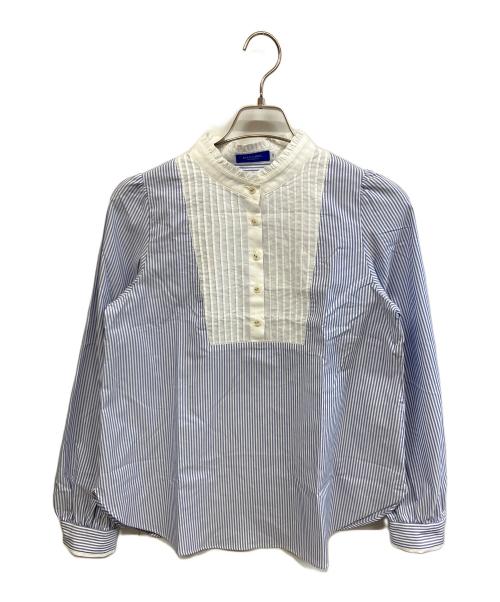 BLUE LABEL CRESTBRIDGE（ブルーレーベルクレストブリッジ）BLUE LABEL CRESTBRIDGE (ブルーレーベルクレストブリッジ) 長袖ブラウス ブルー×ホワイト サイズ:38の古着・服飾アイテム