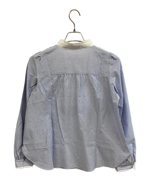 BLUE LABEL CRESTBRIDGE（ブルーレーベルクレストブリッジ）BLUE LABEL CRESTBRIDGE (ブルーレーベルクレストブリッジ) 長袖ブラウス ブルー×ホワイト サイズ:38の古着・服飾アイテム