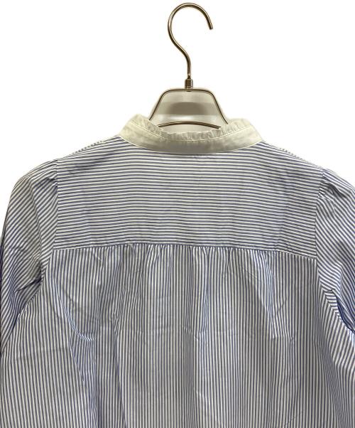 BLUE LABEL CRESTBRIDGE（ブルーレーベルクレストブリッジ）BLUE LABEL CRESTBRIDGE (ブルーレーベルクレストブリッジ) 長袖ブラウス ブルー×ホワイト サイズ:38の古着・服飾アイテム