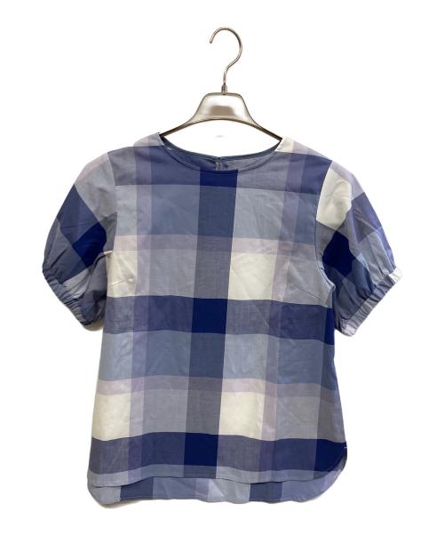 BLUE LABEL CRESTBRIDGE（ブルーレーベルクレストブリッジ）BLUE LABEL CRESTBRIDGE (ブルーレーベルクレストブリッジ) 半袖ブラウス ブルー サイズ:38の古着・服飾アイテム