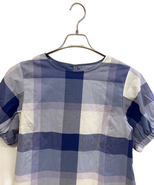 BLUE LABEL CRESTBRIDGE（ブルーレーベルクレストブリッジ）BLUE LABEL CRESTBRIDGE (ブルーレーベルクレストブリッジ) 半袖ブラウス ブルー サイズ:38の古着・服飾アイテム