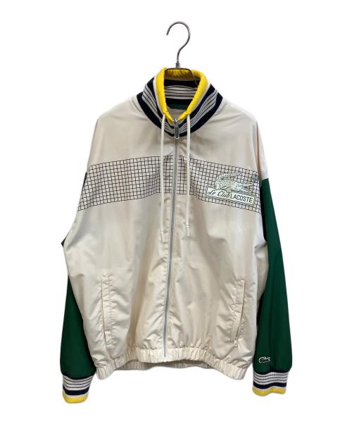 LACOSTE（ラコステ）LACOSTE (ラコステ) ボーダーリブニットネックジップアップジャケット ベージュ サイズ:FR 50の古着・服飾アイテム