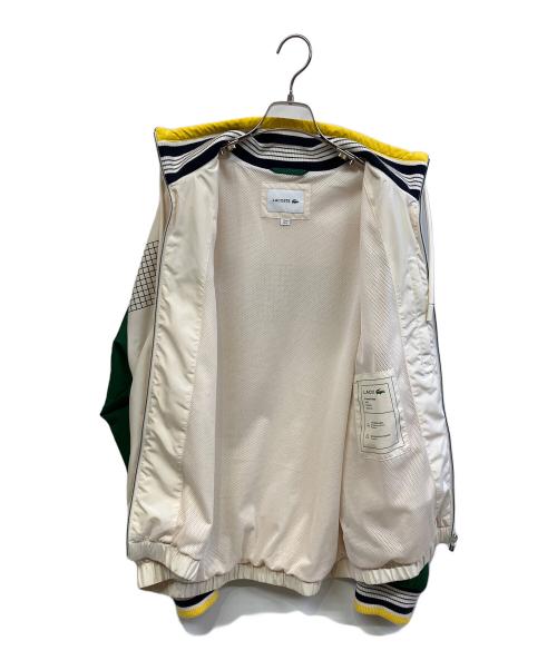 LACOSTE（ラコステ）LACOSTE (ラコステ) ボーダーリブニットネックジップアップジャケット ベージュ サイズ:FR 50の古着・服飾アイテム