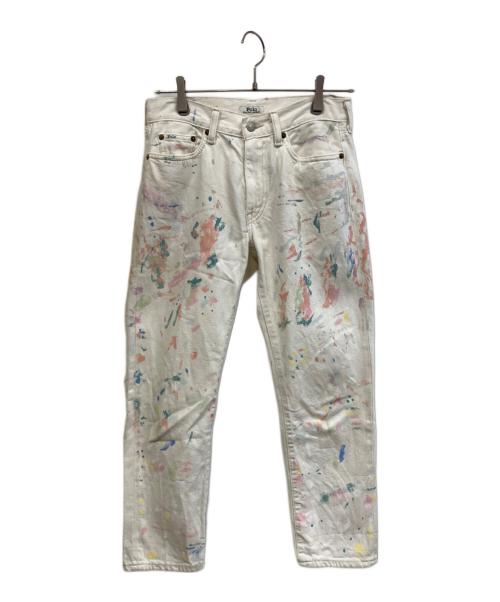 POLO RALPH LAUREN（ポロ・ラルフローレン）POLO RALPH LAUREN (ポロ・ラルフローレン) ペイントデニムパンツ ホワイト サイズ:W25の古着・服飾アイテム
