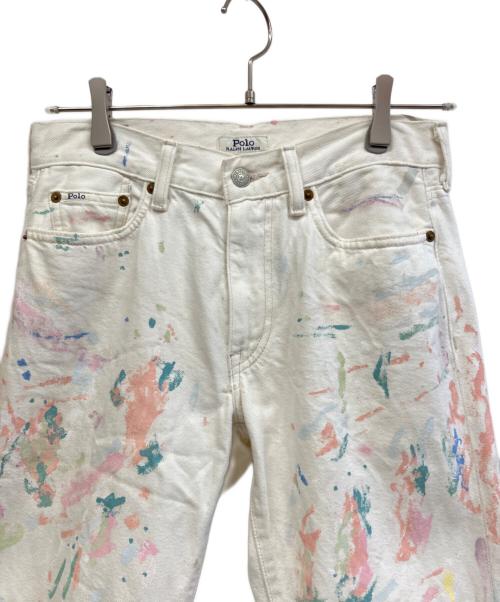 POLO RALPH LAUREN（ポロ・ラルフローレン）POLO RALPH LAUREN (ポロ・ラルフローレン) ペイントデニムパンツ ホワイト サイズ:W25の古着・服飾アイテム