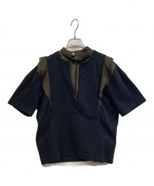 sacai（サカイ）の古着「半袖カットソー」｜ネイビー×カーキ