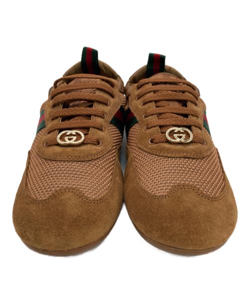 GUCCI（グッチ）GUCCI (グッチ) レザースニーカー ブラウン サイズ:39の古着・服飾アイテム