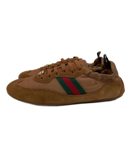 GUCCI（グッチ）GUCCI (グッチ) レザースニーカー ブラウン サイズ:39の古着・服飾アイテム