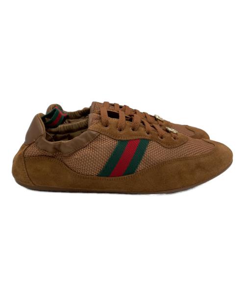 GUCCI（グッチ）GUCCI (グッチ) レザースニーカー ブラウン サイズ:39の古着・服飾アイテム