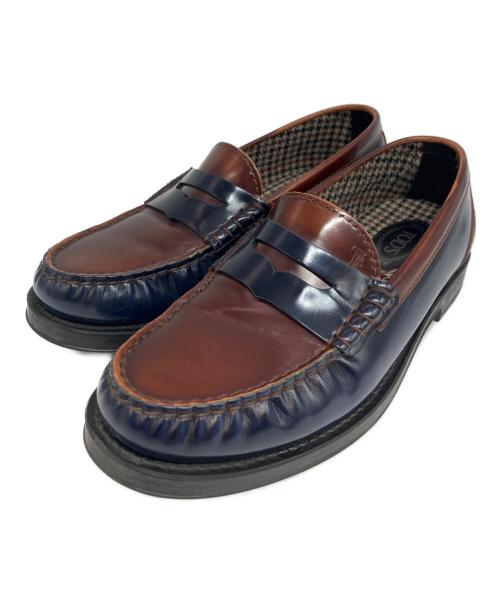 TOD'S（トッズ）TOD'S (トッズ) ペニーローファー ブラウン×ブルー サイズ: 22.5cmの古着・服飾アイテム