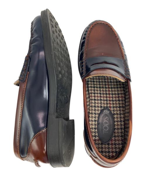 TOD'S（トッズ）TOD'S (トッズ) ペニーローファー ブラウン×ブルー サイズ: 22.5cmの古着・服飾アイテム