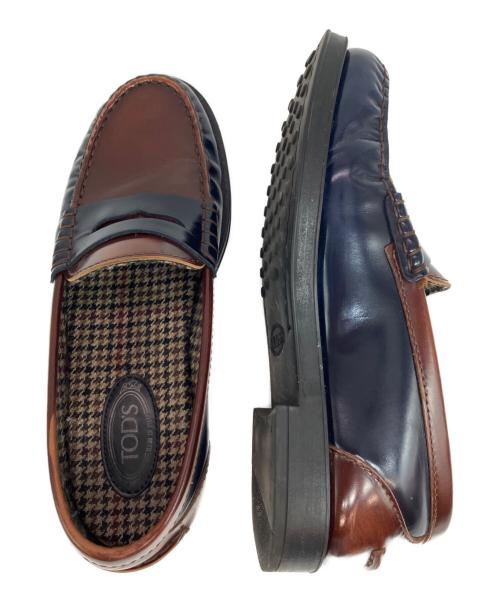 TOD'S（トッズ）TOD'S (トッズ) ペニーローファー ブラウン×ブルー サイズ: 22.5cmの古着・服飾アイテム