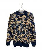 A BATHING APEアベイシングエイプ）の古着「ASIA CAMO KNIT SWEATER」｜ネイビー×ブラウン