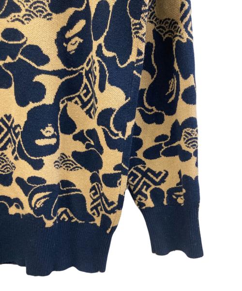 A BATHING APE（アベイシングエイプ）A BATHING APE (アベイシングエイプ) ASIA CAMO KNIT SWEATER ネイビー×ブラウン サイズ:Mの古着・服飾アイテム