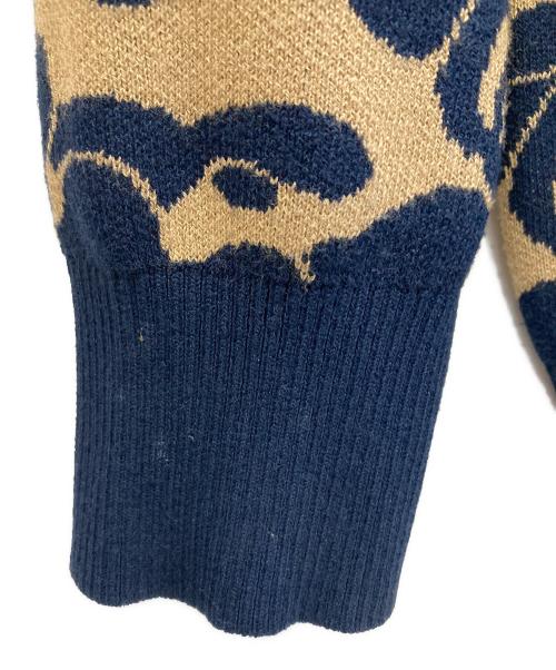 A BATHING APE（アベイシングエイプ）A BATHING APE (アベイシングエイプ) ASIA CAMO KNIT SWEATER ネイビー×ブラウン サイズ:Mの古着・服飾アイテム