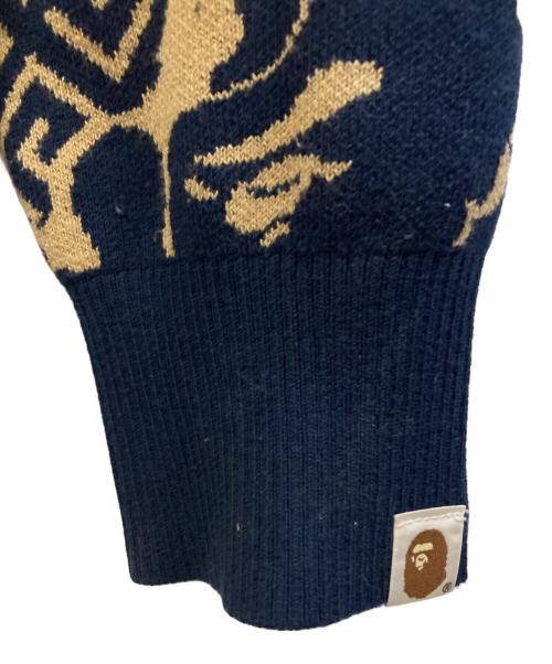 A BATHING APE（アベイシングエイプ）A BATHING APE (アベイシングエイプ) ASIA CAMO KNIT SWEATER ネイビー×ブラウン サイズ:Mの古着・服飾アイテム