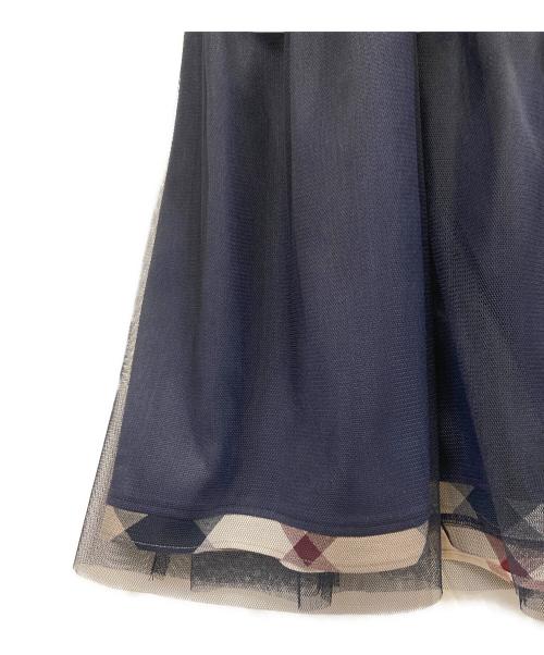 BLUE LABEL CRESTBRIDGE（ブルーレーベルクレストブリッジ）BLUE LABEL CRESTBRIDGE (ブルーレーベルクレストブリッジ) 半袖ワンピース ネイビー サイズ:38 未使用品の古着・服飾アイテム