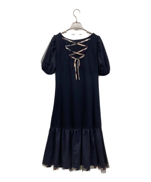 BLUE LABEL CRESTBRIDGE（ブルーレーベルクレストブリッジ）BLUE LABEL CRESTBRIDGE (ブルーレーベルクレストブリッジ) 半袖ワンピース ネイビー サイズ:38 未使用品の古着・服飾アイテム