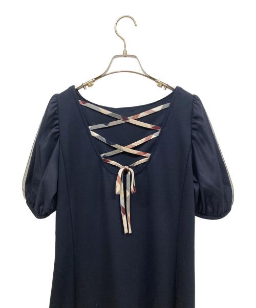 BLUE LABEL CRESTBRIDGE（ブルーレーベルクレストブリッジ）BLUE LABEL CRESTBRIDGE (ブルーレーベルクレストブリッジ) 半袖ワンピース ネイビー サイズ:38 未使用品の古着・服飾アイテム