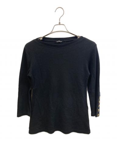 トリココムデギャルソン 長袖カットソー ロンT 花柄 ブラック M コットン 黒 中古・古着通販】tricot COMME des GARCONS (トリココムデギャルソン