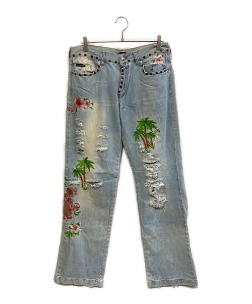 DOLCE & GABBANA（ドルチェ＆ガッバーナ）DOLCE & GABBANA (ドルチェ＆ガッバーナ) ダメージ加工デニムパンツ インディゴ サイズ:48の古着・服飾アイテム