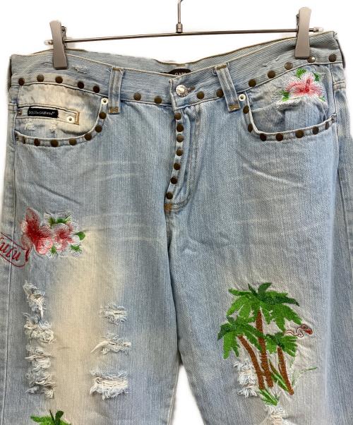 DOLCE & GABBANA（ドルチェ＆ガッバーナ）DOLCE & GABBANA (ドルチェ＆ガッバーナ) ダメージ加工デニムパンツ インディゴ サイズ:48の古着・服飾アイテム