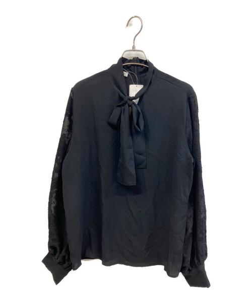 NARA CAMICIE（ナラカミーチェ）NARA CAMICIE (ナラカミーチェ) チェックギャザー袖ボウタイブラウス ブラック サイズ:3 未使用品の古着・服飾アイテム
