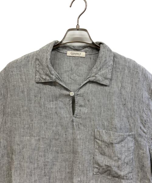 confect（コンフェクト）confect (コンフェクト) リネンスキッパーシャツ ホワイト×ブラック サイズ:4の古着・服飾アイテム
