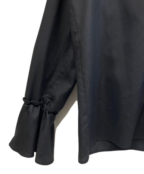 BLUE LABEL CRESTBRIDGE（ブルーレーベルクレストブリッジ）BLUE LABEL CRESTBRIDGE (ブルーレーベルクレストブリッジ) マイクロピーチスパンスタンドフリルブラウス ブラック サイズ:38の古着・服飾アイテム