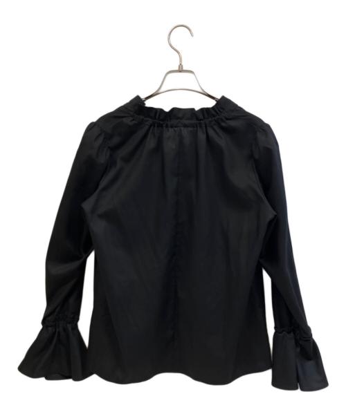 BLUE LABEL CRESTBRIDGE（ブルーレーベルクレストブリッジ）BLUE LABEL CRESTBRIDGE (ブルーレーベルクレストブリッジ) マイクロピーチスパンスタンドフリルブラウス ブラック サイズ:38の古着・服飾アイテム