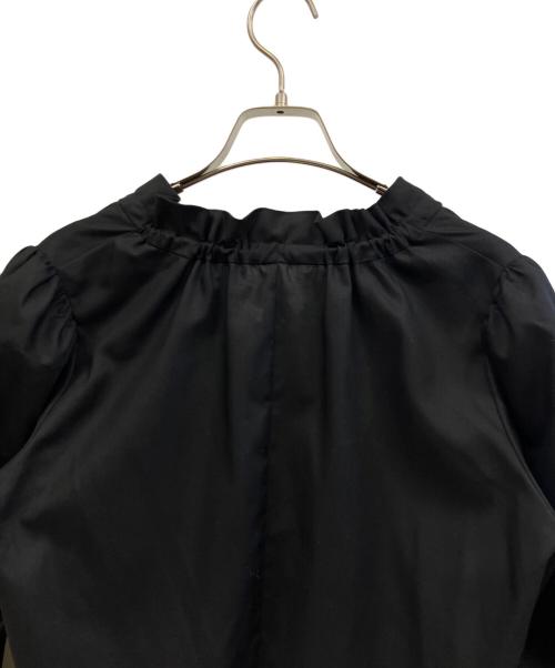 BLUE LABEL CRESTBRIDGE（ブルーレーベルクレストブリッジ）BLUE LABEL CRESTBRIDGE (ブルーレーベルクレストブリッジ) マイクロピーチスパンスタンドフリルブラウス ブラック サイズ:38の古着・服飾アイテム