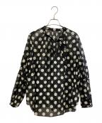 TOMORROW LAND collectionトゥモローランドコレクション）の古着「コインドットオーガンジー ボウタイブラウス」｜ブラック×ホワイト