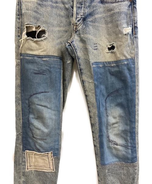 POLO RALPH LAUREN（ポロ・ラルフローレン）POLO RALPH LAUREN (ポロ・ラルフローレン) パッチワークデニムパンツ インディゴ サイズ:63.5cm(W25)の古着・服飾アイテム