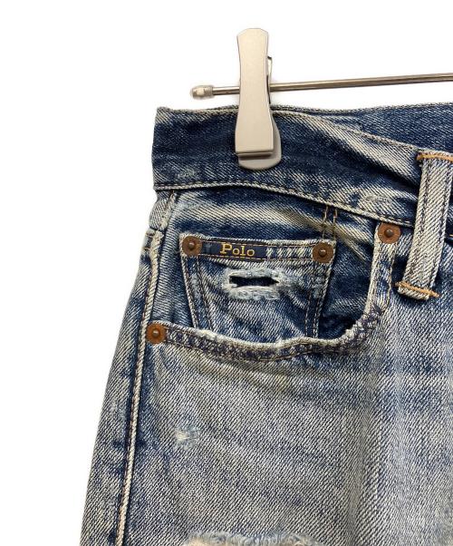POLO RALPH LAUREN（ポロ・ラルフローレン）POLO RALPH LAUREN (ポロ・ラルフローレン) パッチワークデニムパンツ インディゴ サイズ:63.5cm(W25)の古着・服飾アイテム
