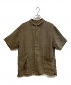 confectコンフェクト）の古着「リネン ピグメントバイオ 半袖 カバーシャツ」｜カーキ