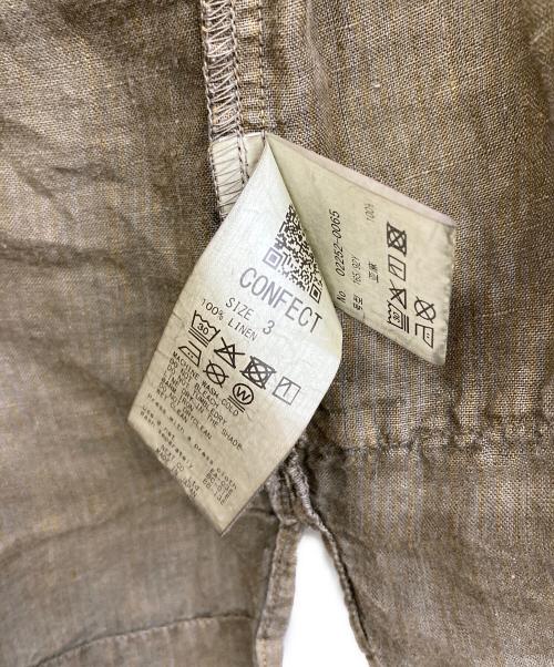 confect（コンフェクト）confect (コンフェクト) リネン ピグメントバイオ 半袖 カバーシャツ カーキ サイズ:3の古着・服飾アイテム