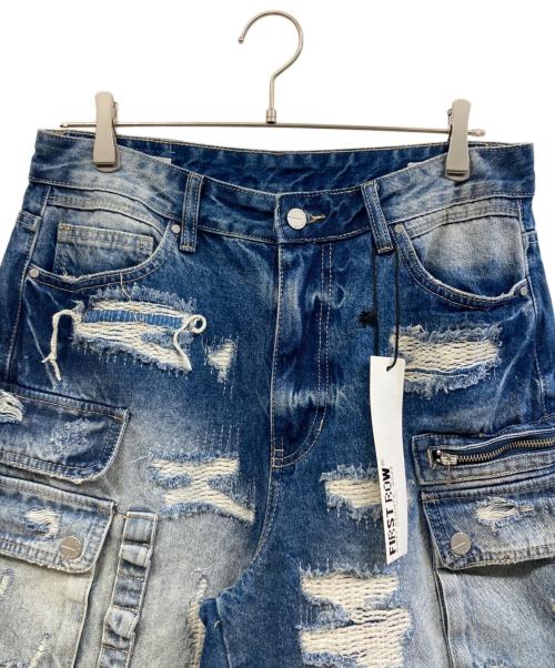 FIRST ROW（ファーストロウ）FIRST ROW (ファーストロウ) デニムハーフパンツ インディゴ サイズ:81cm（W32） 未使用品の古着・服飾アイテム