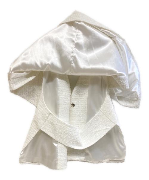 MAKE-AI（メイクアイ）MAKE-AI (メイクアイ) ツイードポンチョ ホワイト サイズ:FREEの古着・服飾アイテム