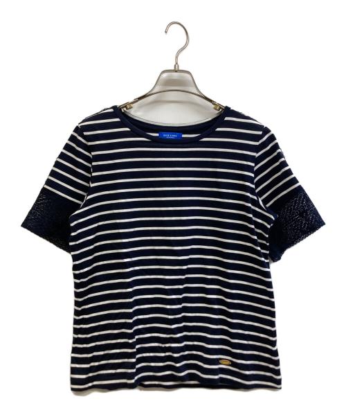 BLUE LABEL CRESTBRIDGE（ブルーレーベルクレストブリッジ）BLUE LABEL CRESTBRIDGE (ブルーレーベルクレストブリッジ) 半袖カットソー ネイビー×ホワイト サイズ:38の古着・服飾アイテム