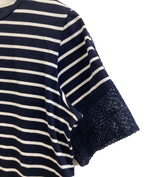 BLUE LABEL CRESTBRIDGE（ブルーレーベルクレストブリッジ）BLUE LABEL CRESTBRIDGE (ブルーレーベルクレストブリッジ) 半袖カットソー ネイビー×ホワイト サイズ:38の古着・服飾アイテム