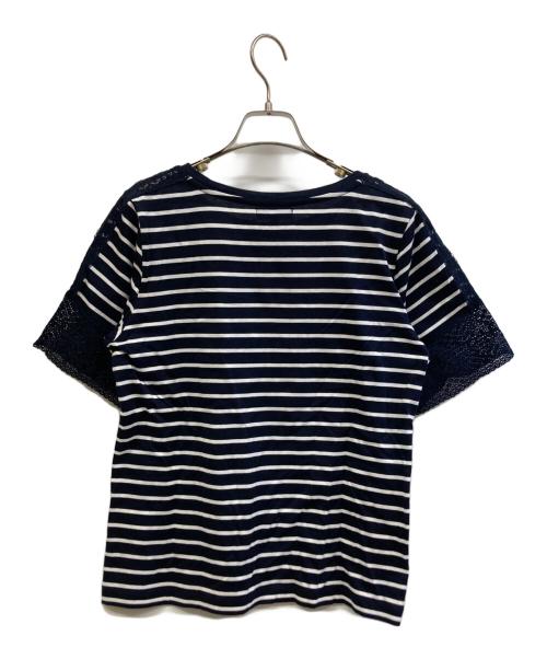 BLUE LABEL CRESTBRIDGE（ブルーレーベルクレストブリッジ）BLUE LABEL CRESTBRIDGE (ブルーレーベルクレストブリッジ) 半袖カットソー ネイビー×ホワイト サイズ:38の古着・服飾アイテム
