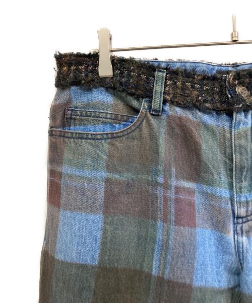 CHANEL（シャネル）CHANEL (シャネル) ココボタンデニムパンツ グリーン×ブルー サイズ:46の古着・服飾アイテム